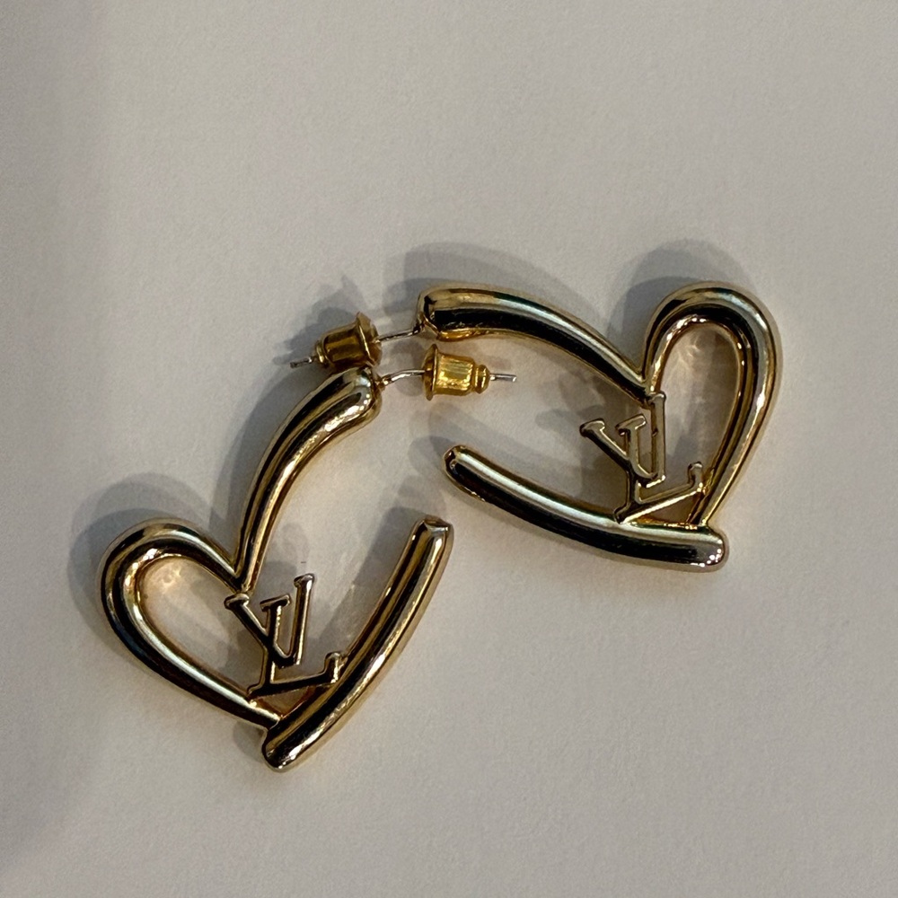 Louis Vuitton Gold Heart Earrings